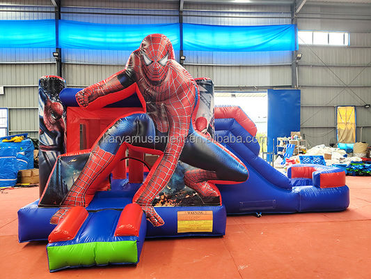 CE/EN71/EN14960 Gecertificeerd Kinderen opblaasbaar Spiderman kasteel springhuis met glijbaan