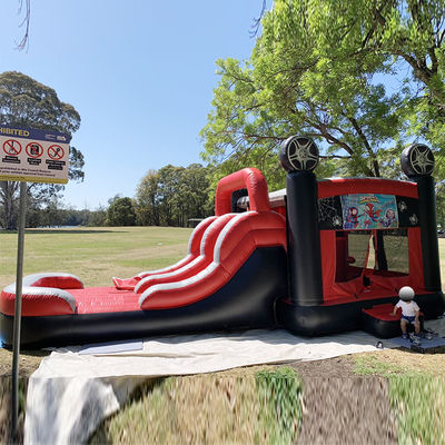 0.55mm PVC Vinyl Tarpaulin Spiderman Opblaasbaar Bounce House Dubbele Lanes Jump Castle