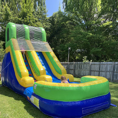 Commerciële droge en natte 25ft opblaasbare waterslide met zwembad Kids'Summer Water Game