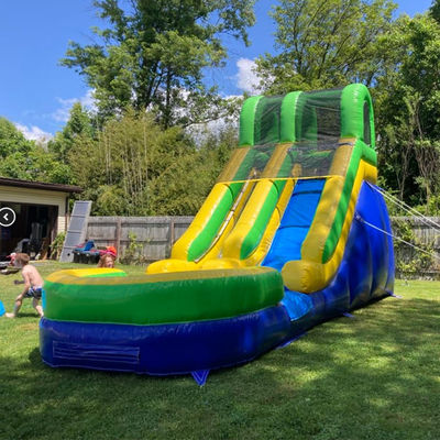 Commerciële droge en natte 25ft opblaasbare waterslide met zwembad Kids'Summer Water Game