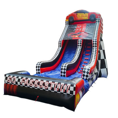 Opblaasbare 28ft rode waterslide met zwembad Achtertuin Commerciële verhuur essentieel