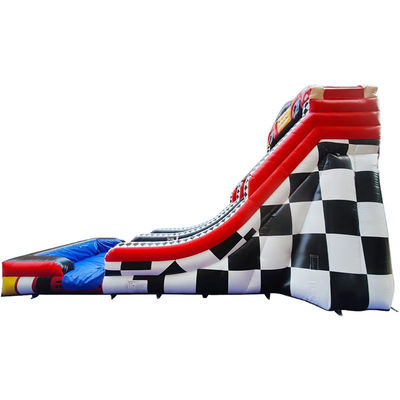 Opblaasbare 28ft rode waterslide met zwembad Achtertuin Commerciële verhuur essentieel