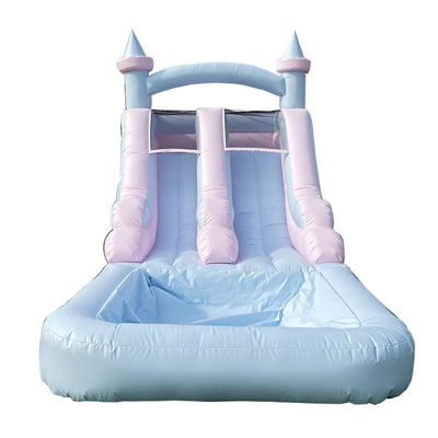 Indoor en outdoor entertainment Lichte kleuren opblaasbare waterslide met zwembad