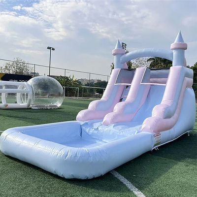 Indoor en outdoor entertainment Lichte kleuren opblaasbare waterslide met zwembad