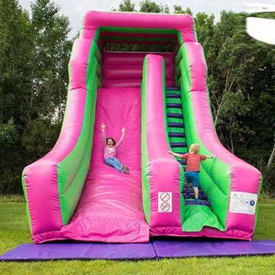 Grote opblaasbare droge glijbaan in aangepaste kleur voor commerciële gelegenheden in het waterpark