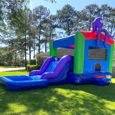 0.55mm Plato PVC Tarpaulin opblaasbare Combo kasteel glijbaan en zwembad voor kinderen feest spelen