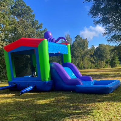 0.55mm Plato PVC Tarpaulin opblaasbare Combo kasteel glijbaan en zwembad voor kinderen feest spelen