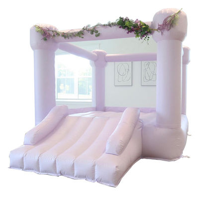 Kinderen Roze trampoline en prinses opblaasbaar kasteel uitsmijter huis met witte mesh