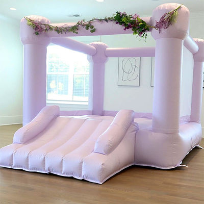 Kinderen Roze trampoline en prinses opblaasbaar kasteel uitsmijter huis met witte mesh