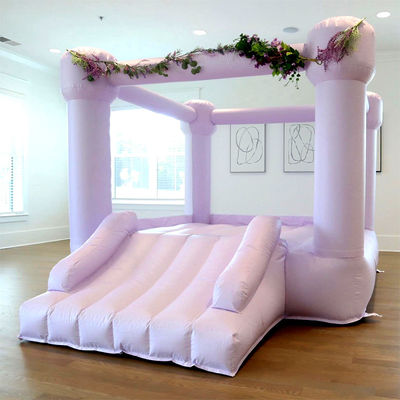 Kinderen Roze trampoline en prinses opblaasbaar kasteel uitsmijter huis met witte mesh