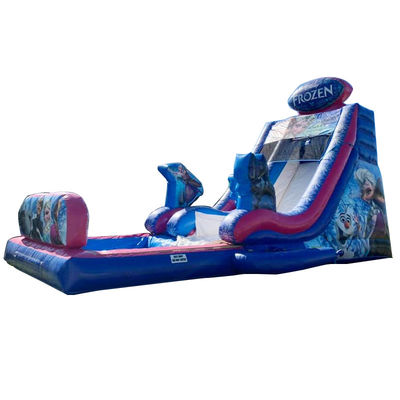 Maximale capaciteit 100-500 kg opblaasbare bevroren bounce house waterglijbaan met groot zwembad