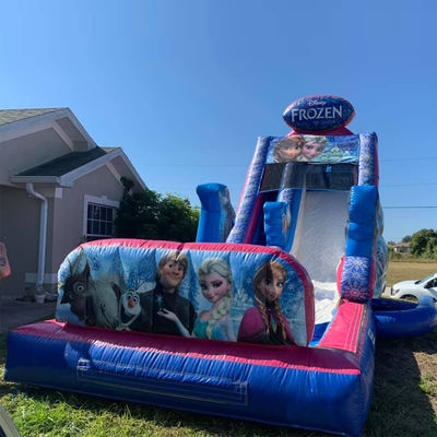 Maximale capaciteit 100-500 kg opblaasbare bevroren bounce house waterglijbaan met groot zwembad