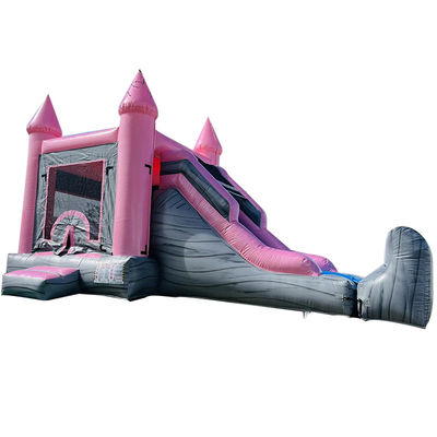 Roze en grijs Kinderschloss Opblaasbaar springhuis Glijbaan Combo Pool Partij Huur