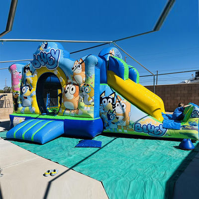 Commercieel feest Verhuur PVC Bluey Cartoon Bounce Jumping House Kasteel met glijbaan