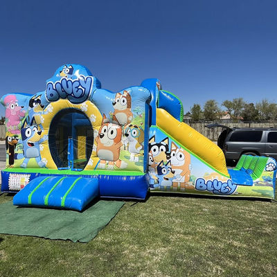 Commercieel feest Verhuur PVC Bluey Cartoon Bounce Jumping House Kasteel met glijbaan