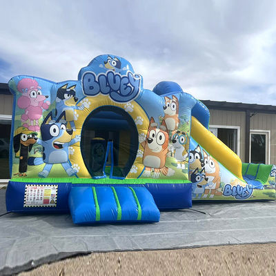 Commercieel feest Verhuur PVC Bluey Cartoon Bounce Jumping House Kasteel met glijbaan