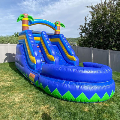 Kleine waterglijbaan opblaasbaar met zwembad Zomer Palmboom Klein Blauw Kind Speelgoed Glijbaan