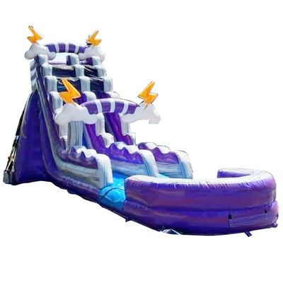 Kinderspelletjes Zomeropblaasbaar waterpark met zwembad en paarse waterslide