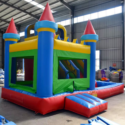Aanpassen Accepteerde PVC Rood en Blauw Opblaasbare Spelen Bouncer House Glijbaan voor Kinderen