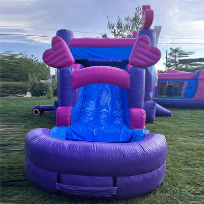 Reparatiepakketten geleverd Commercieel PVC Rainbow Unicorn Bounce House met glijbaan en zwembad