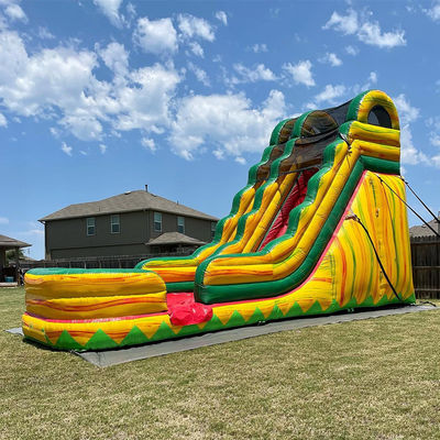 Volwassenengrootte Commercieel PVC Jungle Symphony Waterglijbaan opblaasbaar met zwembad