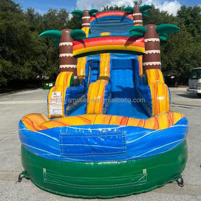 Populaire blauwe glijbaan voor multiplayer plezier in Family Park met Blower en Palm Tree Design
