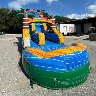 Populaire blauwe glijbaan voor multiplayer plezier in Family Park met Blower en Palm Tree Design