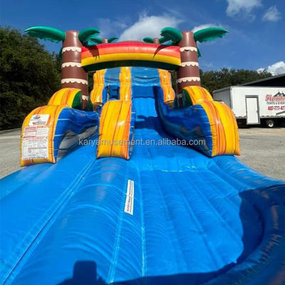 Populaire blauwe glijbaan voor multiplayer plezier in Family Park met Blower en Palm Tree Design