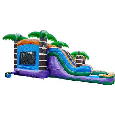 Palmbomen Bouncy Castle met glij PVC opblaasbaar bounce huis en accessoires