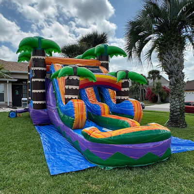 Palmbomen Bouncy Castle met glij PVC opblaasbaar bounce huis en accessoires