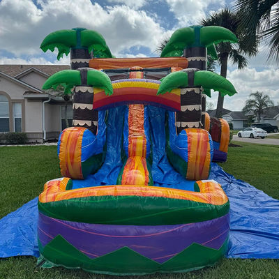 Palmbomen Bouncy Castle met glij PVC opblaasbaar bounce huis en accessoires