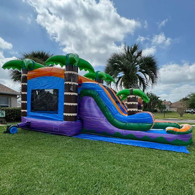 Palmbomen Bouncy Castle met glij PVC opblaasbaar bounce huis en accessoires