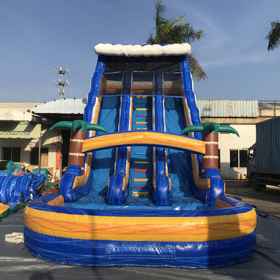 Persoonlijke maat Commerciële PVC waterglijbaan opblaasbaar met zwembad en afneembare ladder