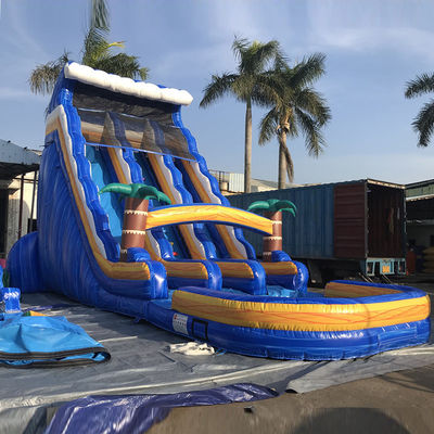 Persoonlijke maat Commerciële PVC waterglijbaan opblaasbaar met zwembad en afneembare ladder