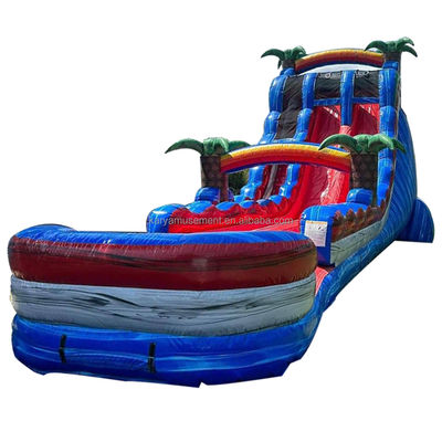 Verlengde dubbele glijbaan Rode opwindende opblaasbare combo springkasteel voor waterpark
