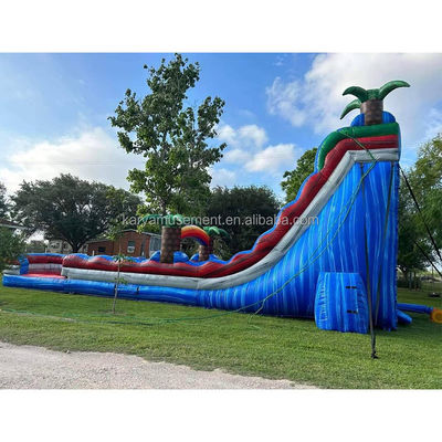 Verlengde dubbele glijbaan Rode opwindende opblaasbare combo springkasteel voor waterpark