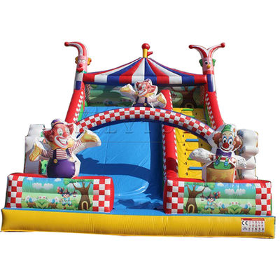 Commerciële opblaasbare droge glijbaan met aangepast logo Carnaval Circus Clown Jump Glijbaan