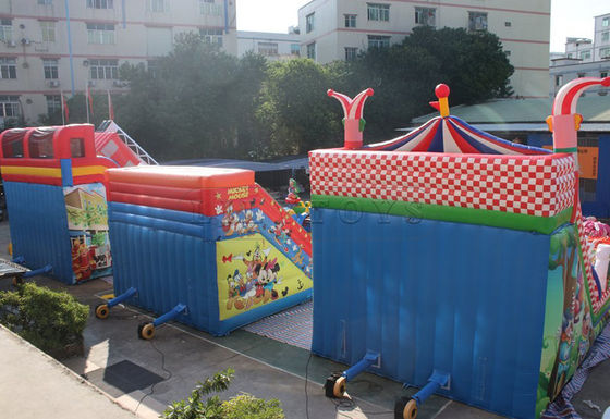 Commerciële opblaasbare droge glijbaan met aangepast logo Carnaval Circus Clown Jump Glijbaan