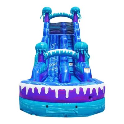 Buitenpark Vermaakapparatuur 36ft Kleurrijke opblaasbare waterslide met zwembad