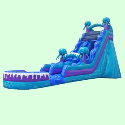 Buitenpark Vermaakapparatuur 36ft Kleurrijke opblaasbare waterslide met zwembad