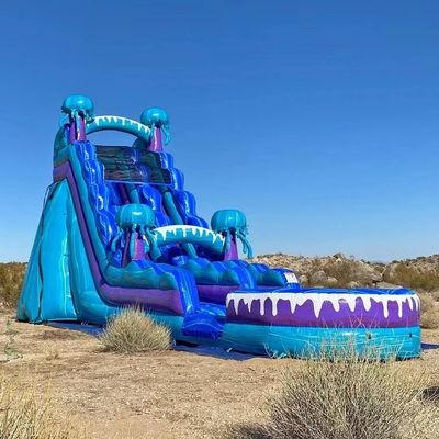 Buitenpark Vermaakapparatuur 36ft Kleurrijke opblaasbare waterslide met zwembad