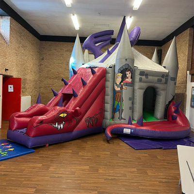 Red Dinosaur Bouncy Castle met glijbaan hoe je je draak kunt trainen opblaasbaar bounce huis