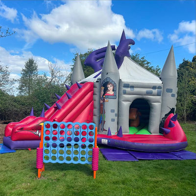 Red Dinosaur Bouncy Castle met glijbaan hoe je je draak kunt trainen opblaasbaar bounce huis