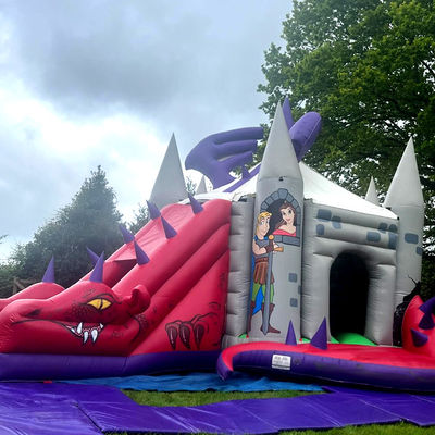 Red Dinosaur Bouncy Castle met glijbaan hoe je je draak kunt trainen opblaasbaar bounce huis