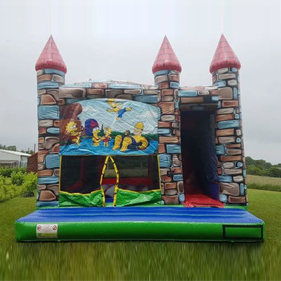Blower Commerciële PVC Cartoon Animatie Opblaasbare Bouncer Huis met glijbaan