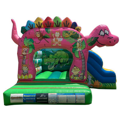 CE/EN14960 Gecertificeerd opblaasbaar springhuis Kasteel met schattig dinosaurusdierentuin thema