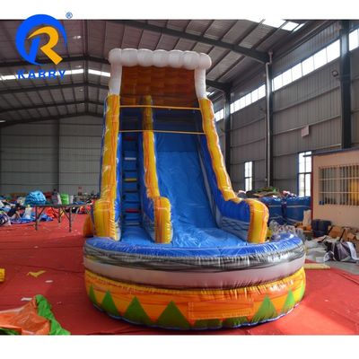 Persoonlijke kleurrijke PVC opblaasbare waterslide met zwembad voor zomerplezier