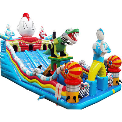 Unisex kinderopblaasbare Fun City Dino thema Bounce House glijbaan voor feest evenementen
