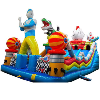 Unisex kinderopblaasbare Fun City Dino thema Bounce House glijbaan voor feest evenementen