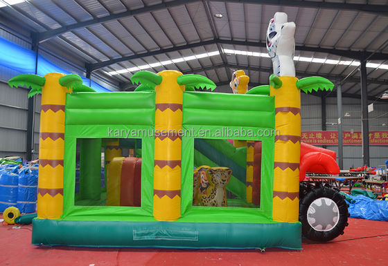 Wild Jungle Safari opblaasbaar springkasteel aangepast kleur Bounce House met glijbaan